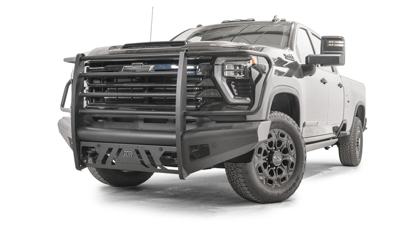 Fab Fours CH24-Q6160-1 2024 Chevy Silverado 2500/3500 HD Black Steel Elite Front Bumper Full Guard - BumperStock