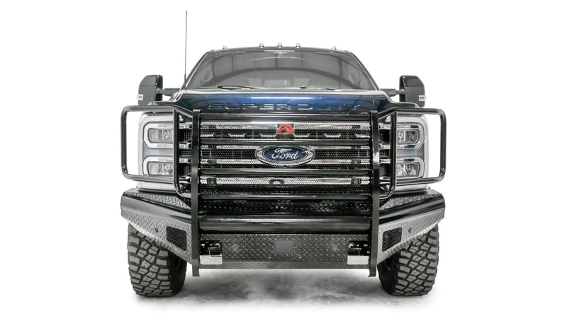 Fab Fours FS23-S5960-1 Ford F250/F350/F450/F550 Super Duty 2023 Black Steel Front Bumper Full Guard - BumperStock