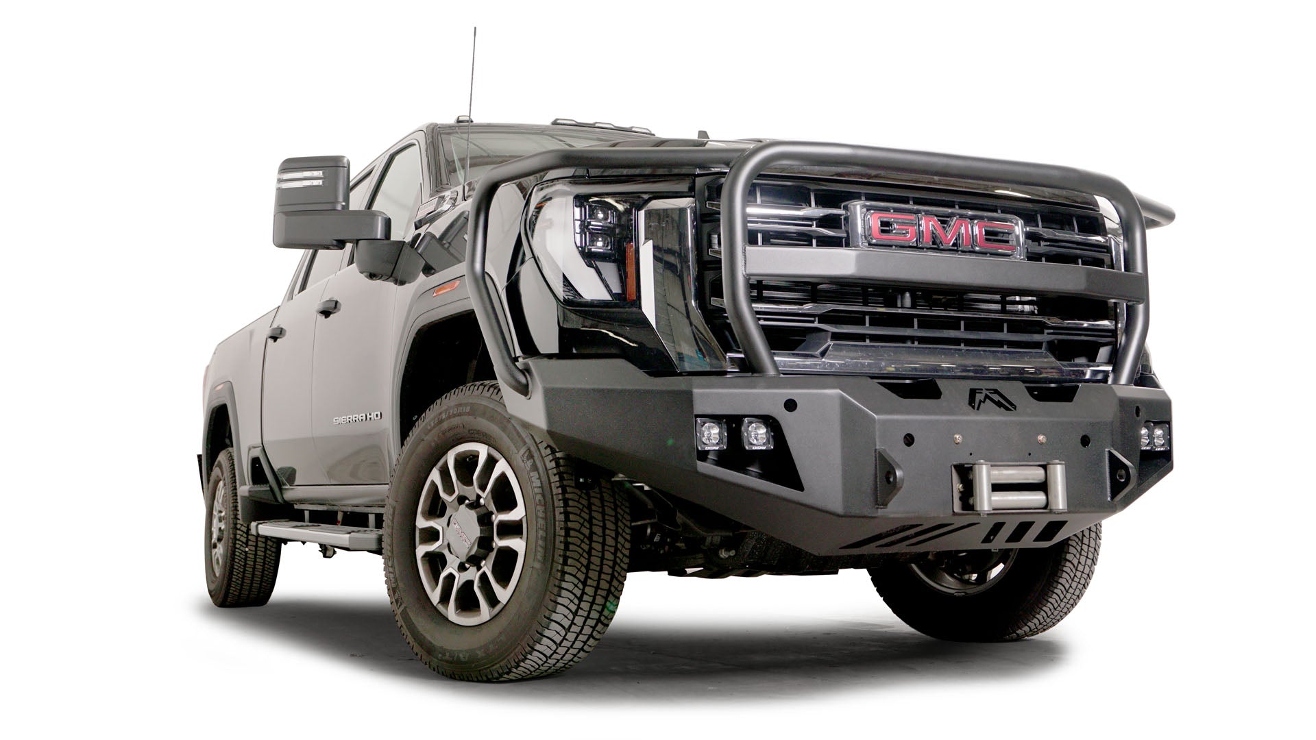 Fab Fours GM24-A6250-1 2024 GMC Sierra 2500/3500 HD Premium Front Winch Bumper Full Guard - BumperStock