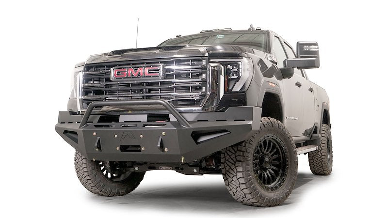 Fab Fours GM24-RS6262-1 GMC Sierra 2500/3500 HD 2024 Red Steel Winch Front Bumper Pre-Runner Guard - BumperStock