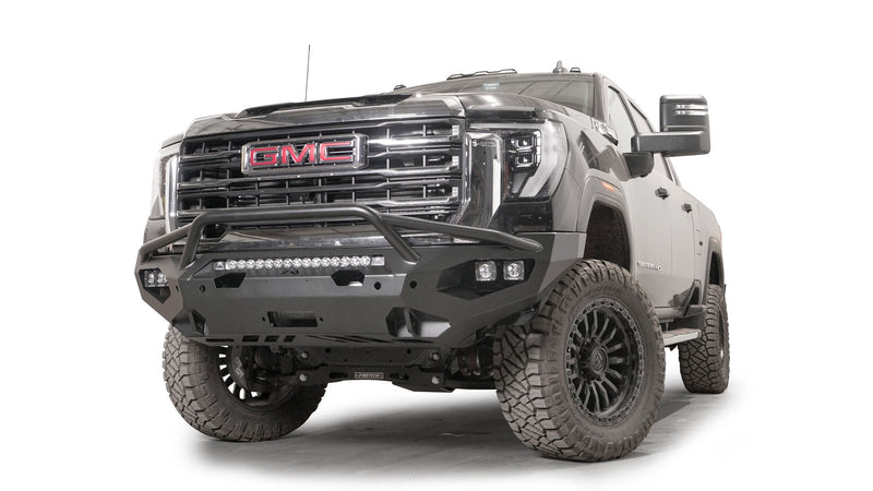 Fab Fours GM24-X6252-1 GMC Sierra 2500/3500 HD 2024 Matrix Front Bumper Winch Ready Pre-Runner Guard - BumperStock