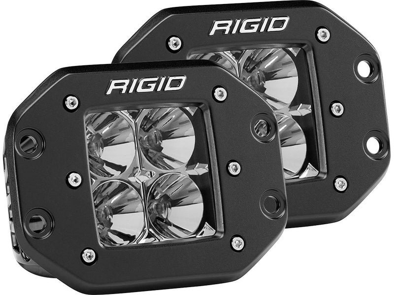 Rigid 212113 D-Series PRO Flood Flush Mount Black 2 Lights - BumperStock