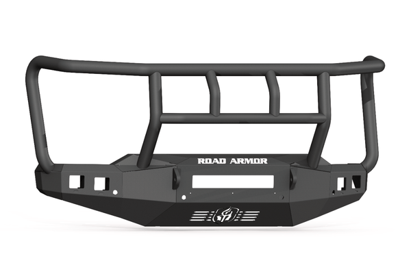 Road Armor Stealth 3202F2B-NW 2020-2023 Chevy Silverado 2500/3500 HD Non-Winch Front Bumper with Titan II Guard and Square Light Cutouts - BumperStock