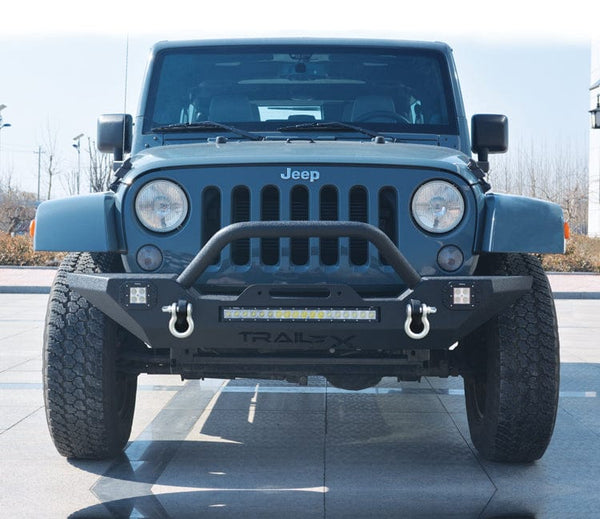 TrailFX J031T 2007-2018 Jeep Wrangler JK Mid Width Front Winch Bumper - BumperStock