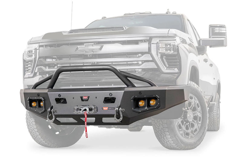 Warn Ascent HD 110914 2024 Chevy Silverado 2500/3500 HD Front Winch Bumper with Pre-Runner Guard - BumperStock