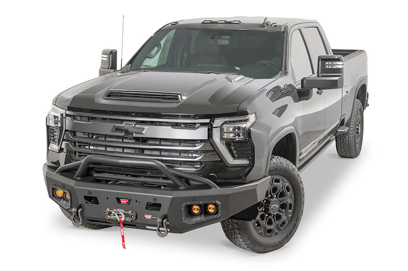 Warn Ascent HD 110914 2024 Chevy Silverado 2500/3500 HD Front Winch Bumper with Pre-Runner Guard - BumperStock