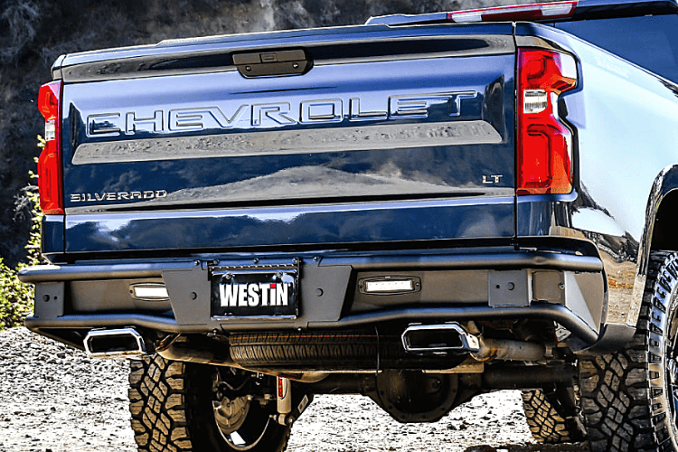 Westin 58-81215 Chevy Silverado 1500 2019-2022 Outlaw Rear Bumper Black Finish-BumperStock