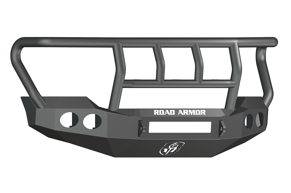 Road Armor Stealth 611402B-NW 2011-2016 Ford F250/F350/F450/F550 Super Duty Non-Winch Front Bumper with Titan II Guard and Round Light Cutouts - BumperStock