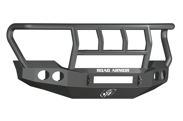 Road Armor Stealth 611402B-NW 2011-2016 Ford F250/F350/F450/F550 Super Duty Non-Winch Front Bumper with Titan II Guard and Round Light Cutouts - BumperStock