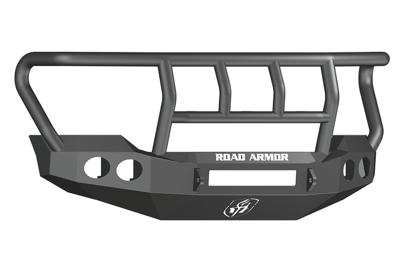 Road Armor Stealth 611402B-NW 2011-2016 Ford F250/F350/F450/F550 Super Duty Non-Winch Front Bumper with Titan II Guard and Round Light Cutouts - BumperStock