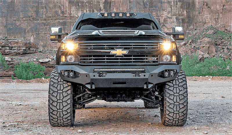 Fab Fours CH15-X2751-1 2015-2019 Chevy Silverado 2500/3500 HD Matrix Front Bumper Winch Ready No Guard-BumperStock