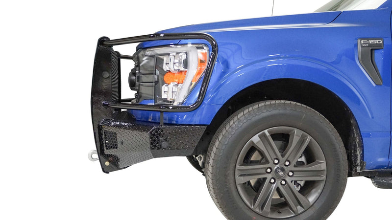 Fab Fours FF21-K5060-1 Ford F150 2021 Black Steel Front Bumper Full Guard - BumperStock