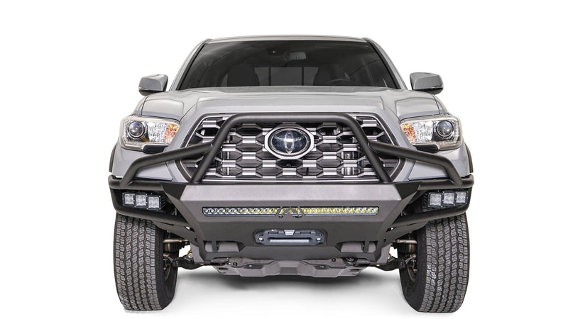 Fab Fours TB16-03-1 Toyota Tacoma 2016-2022 Ultra Light Hybrid Front Winch Bumper High Pre-Runner Guard - BumperStock