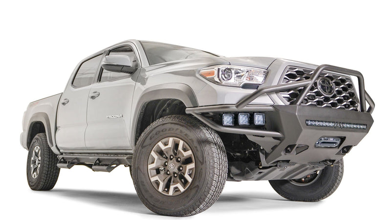 Fab Fours TB16-03-1 Toyota Tacoma 2016-2022 Ultra Light Hybrid Front Winch Bumper High Pre-Runner Guard - BumperStock