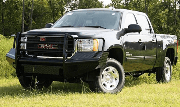 Fab Fours GM08-S2160-1 GMC Sierra 2500/3500 HD 2007.5-2010 Black Steel Front Bumper Full Guard-BumperStock