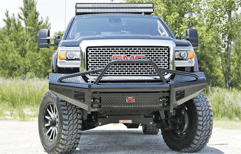 Fab Fours GM08-S2162-1 GMC Sierra 2500/3500 HD 2007.5-2010 Black Steel Front Bumper Pre-Runner Guard-BumperStock