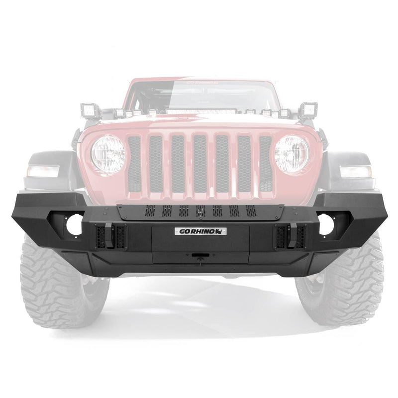 Go Rhino 230121T 2019-2021 Jeep Wrangler Trailline Winch Ready Front Full Width Bumper - BumperStock