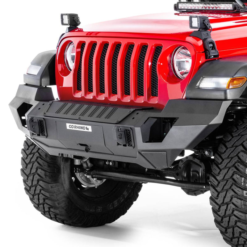 Go Rhino 230121T 2019-2021 Jeep Wrangler Trailline Winch Ready Front Full Width Bumper - BumperStock