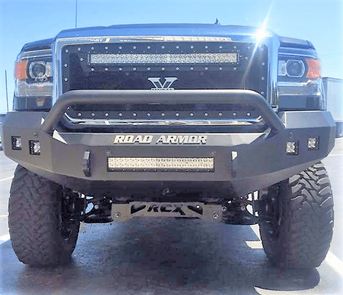 Road Armor 214R4B-NW 2014-2015 GMC Sierra 1500 Stealth Front Non-Winch Bumper Pre-Runner Guard-BumperStock