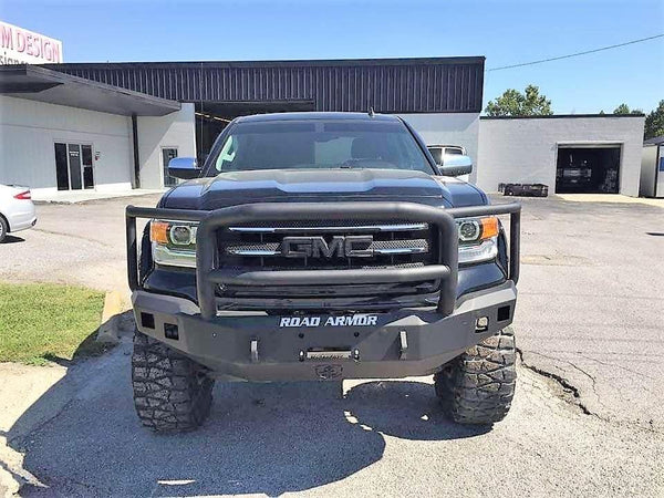 Road Armor 214R5B 2014-2015 GMC Sierra 1500 Stealth Front Winch Bumper Lonestar Guard-BumperStock