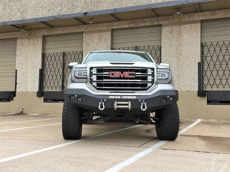 Road Armor 2161F0B 2016-2018 GMC Sierra 1500 Stealth Front Winch Bumper Base Guard - BumperStock