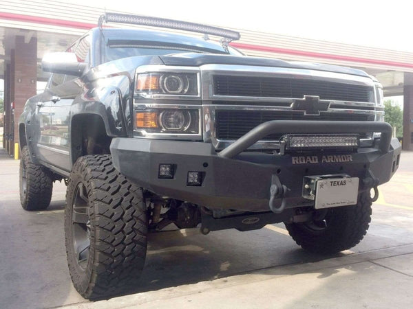 Road Armor 314R4B 2014-2015 Chevy Silverado 1500 Stealth Front Winch Bumper Pre-Runner Guard-BumperStock