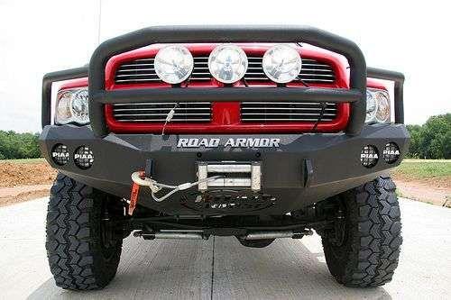 Road Armor 44035B 2002-2005 Dodge Ram 1500 Stealth Front Winch Bumper Lonestar Guard-BumperStock