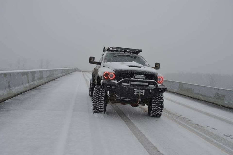 Road Armor Stealth 44064B 2006-2009 Dodge Ram 2500/3500/4500/5500 Winch Front Bumper with Pre-Runner Guard and Round Light Cutouts - BumperStock