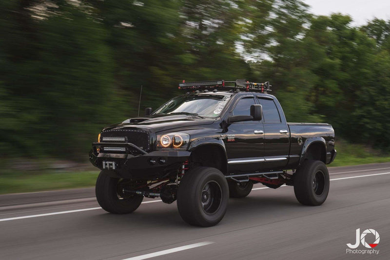 Road Armor Stealth 44064B 2006-2009 Dodge Ram 2500/3500/4500/5500 Winch Front Bumper with Pre-Runner Guard and Round Light Cutouts - BumperStock