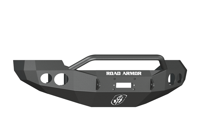 Road Armor Stealth 60504B 2005-2007 Ford F250/F350/F450/Excursion Winch Front Bumper with Pre-Runner Guard and Round Light Cutouts - BumperStock