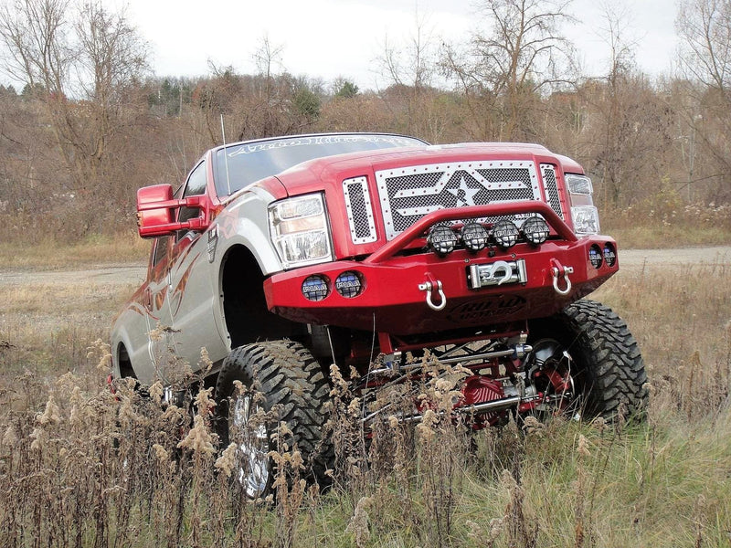 Road Armor Stealth 60804B 2008-2010 Ford F250/F350/F450 Winch Front Bumper with Pre-Runner Guard and Round Light Cutouts - BumperStock