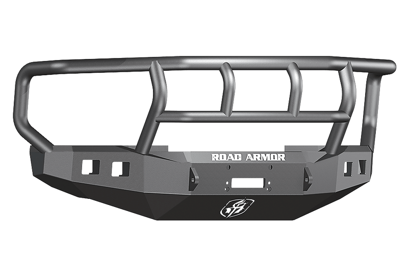 Road Armor Stealth 608R2B 2008-2010 Ford F250/F350/F450 Winch Front Bumper with Titan II Guard and Square Light Cutouts - BumperStock