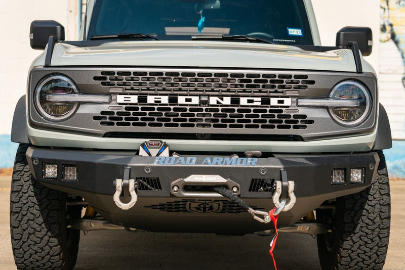 Road Armor Stealth 6213F10B 2021-2022 Ford Bronco Stealth Base Front Bumper With Recessed Winch - BumperStock