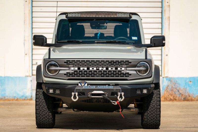 Road Armor Stealth 6213F10B 2021-2022 Ford Bronco Stealth Base Front Bumper With Recessed Winch - BumperStock