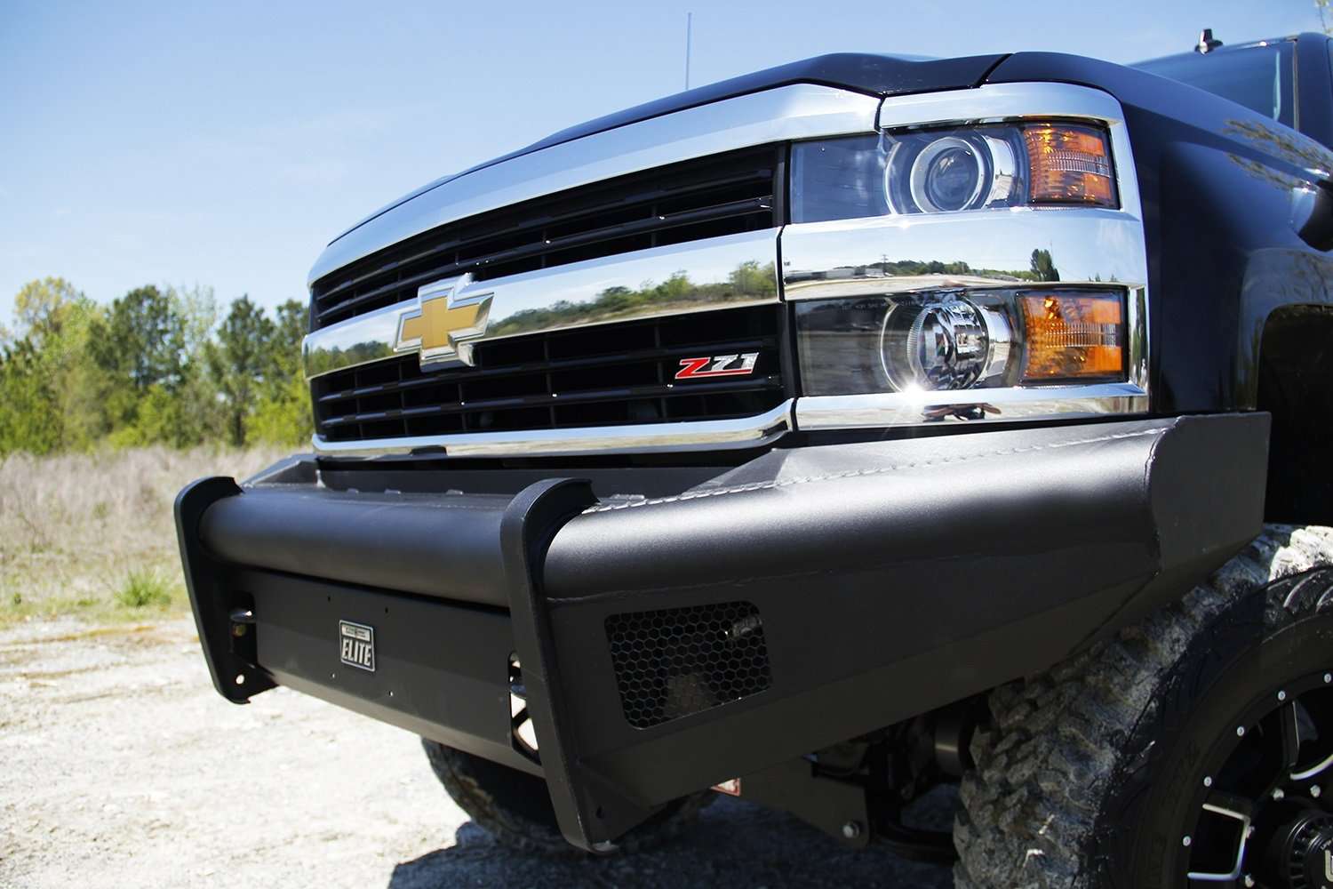 Fab Fours CH05-Q1361-1 2003-2007 Chevy Silverado 2500/3500 HD Black Steel Elite Front Bumper No Guard-BumperStock