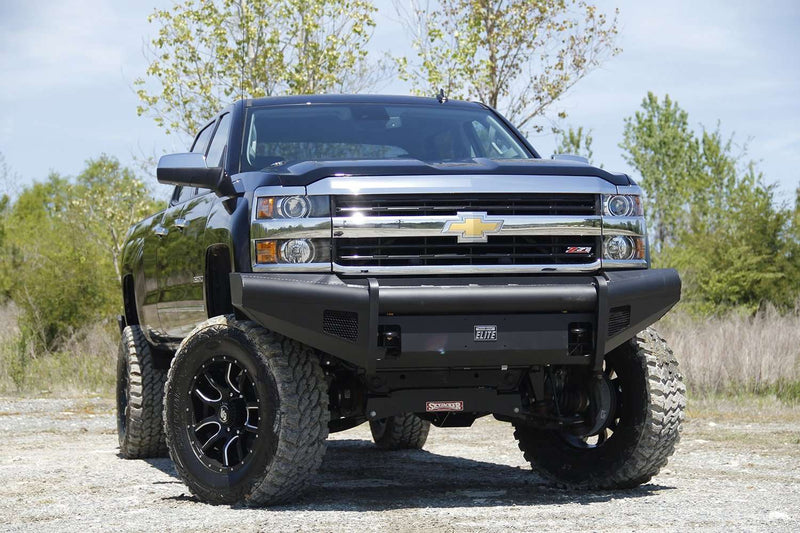 Fab Fours CH05-Q1361-1 2003-2007 Chevy Silverado 2500/3500 HD Black Steel Elite Front Bumper No Guard-BumperStock