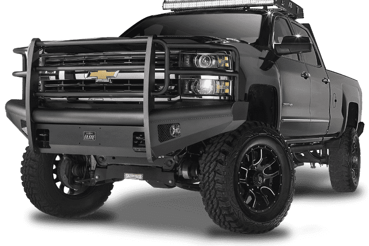 Fab Fours CH08-Q2060-1 2007.5-2010 Chevy Silverado 2500/3500 HD Black Steel Elite Front Bumper Full Guard-BumperStock