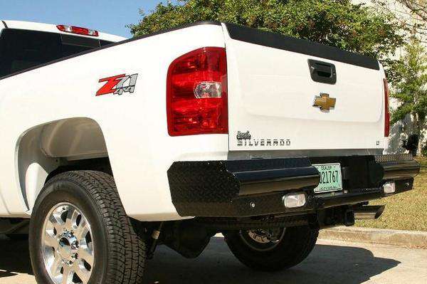 Fab Fours CH08-T1450-1 Chevy Silverado 2500/3500 HD 2007.5-2010 Black Steel Rear Bumper-BumperStock