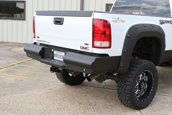 Fab Fours CH08-U1450-1 2007.5-2010 Chevy Silverado 2500/3500 HD Black Steel Elite Rear Bumper-BumperStock