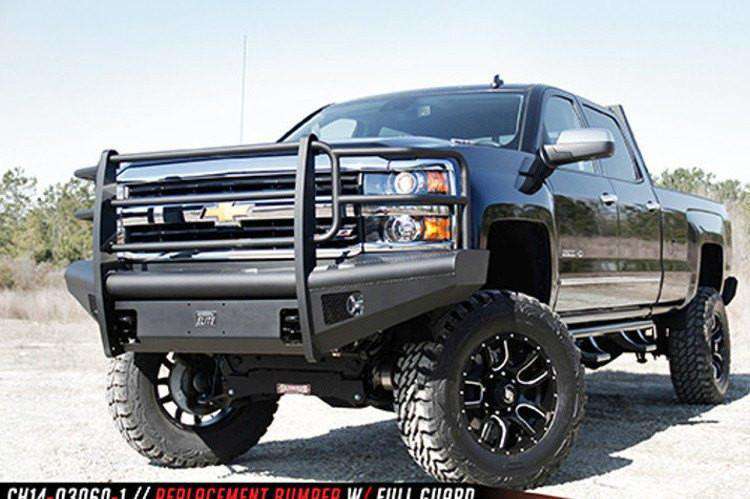 Fab Fours CH14-Q3060-1 2015-2019 Chevy Silverado 2500/3500 HD Black Steel Elite Front Bumper Full Guard-BumperStock