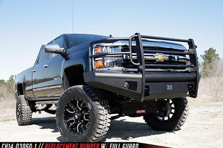 Fab Fours CH14-Q3060-1 2015-2019 Chevy Silverado 2500/3500 HD Black Steel Elite Front Bumper Full Guard-BumperStock