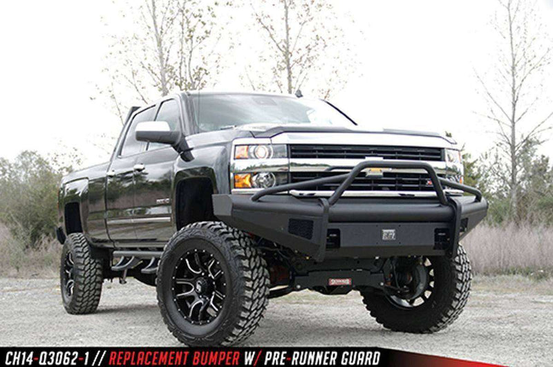 Fab Fours CH14-Q3062-1 2015-2019 Chevy Silverado 2500/3500 HD Black Steel Elite Front Bumper Pre-Runner Guard-BumperStock