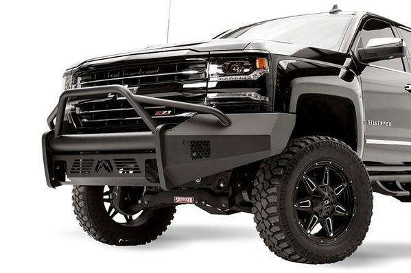 Fab Fours CS16-R3862-1 Chevy Silverado 1500 2016-2018 Black Steel Elite Front Bumper Pre-Runner Guard-BumperStock