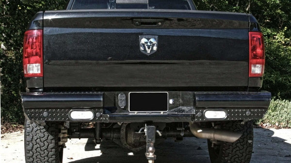 Fab Fours DR10-T2950-1 Dodge Ram 1500 2009-2018 Black Steel Rear Bumper-BumperStock