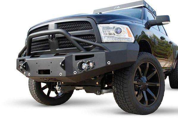 Fab Fours DR13-F2952-1 Dodge Ram 1500 2013-2018 Premium Front Bumper Winch Ready Pre-Runner Guard Sensor-BumperStock