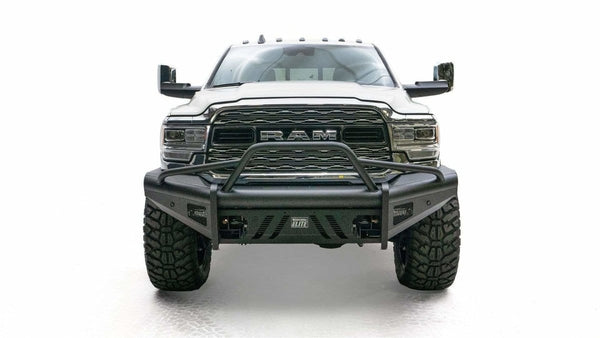 Fab Fours DR19-Q4462-1 Dodge Ram 2500/3500 HD 2019-2021 Black Steel Elite Front Bumper Pre-Runner Guard-BumperStock