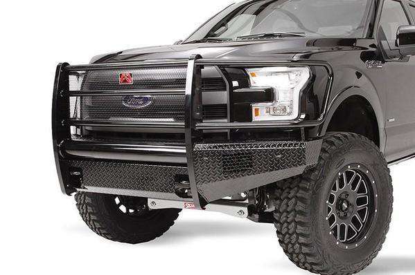 Fab Fours FF15-K3250-1 Ford F150 2015-2017 Black Steel Front Bumper Full Guard-BumperStock