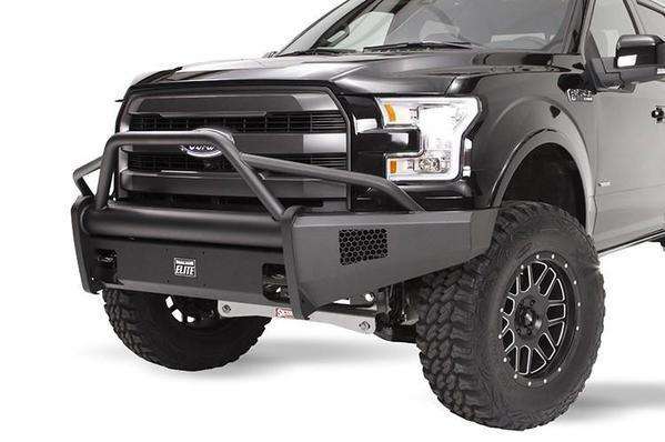 Fab Fours FF15-R3252-1 Ford F150 2015-2017 Black Steel Elite Front Bumper Pre-Runner Guard-BumperStock