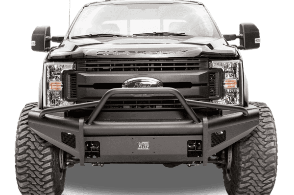 Fab Fours FS08-Q1962-1 Ford F250/F350/F450/F550 Super Duty 2008-2010 Black Steel Elite Front Bumper Pre-Runner Guard-BumperStock