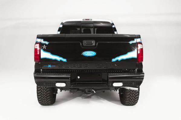 Fab Fours FS08-T1350-1 Ford F250/F350 Super Duty 1999-2016 Black Steel Rear Bumper-BumperStock